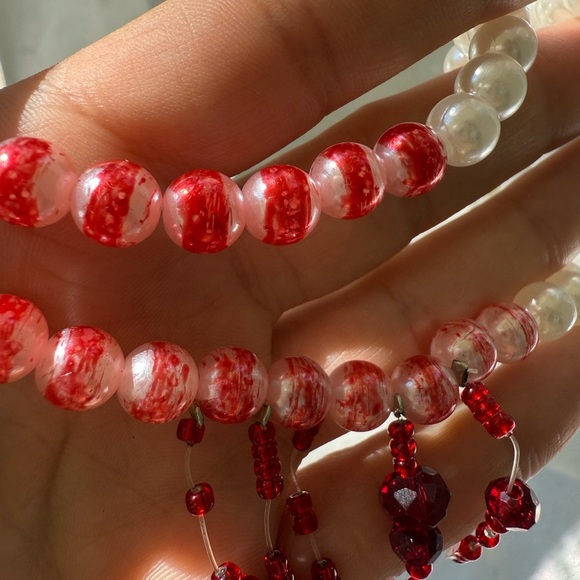 Pearl Scarlet Red Blood Crystal Choker – Queen’s Statement Necklace - Picture 4 of 8